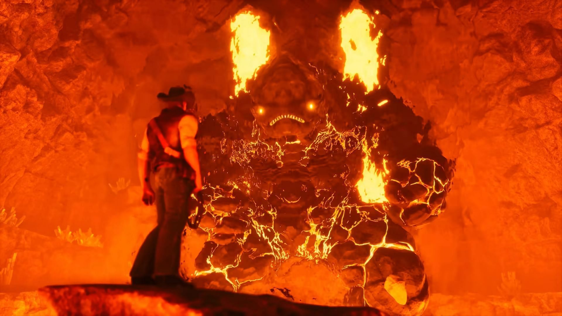 Lava Elemental boss fight (Image via Studio Wildcard)